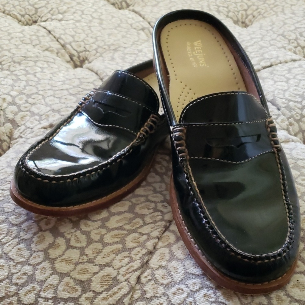 G.H. Bass & Co Black Patent Leather Loafer Mules